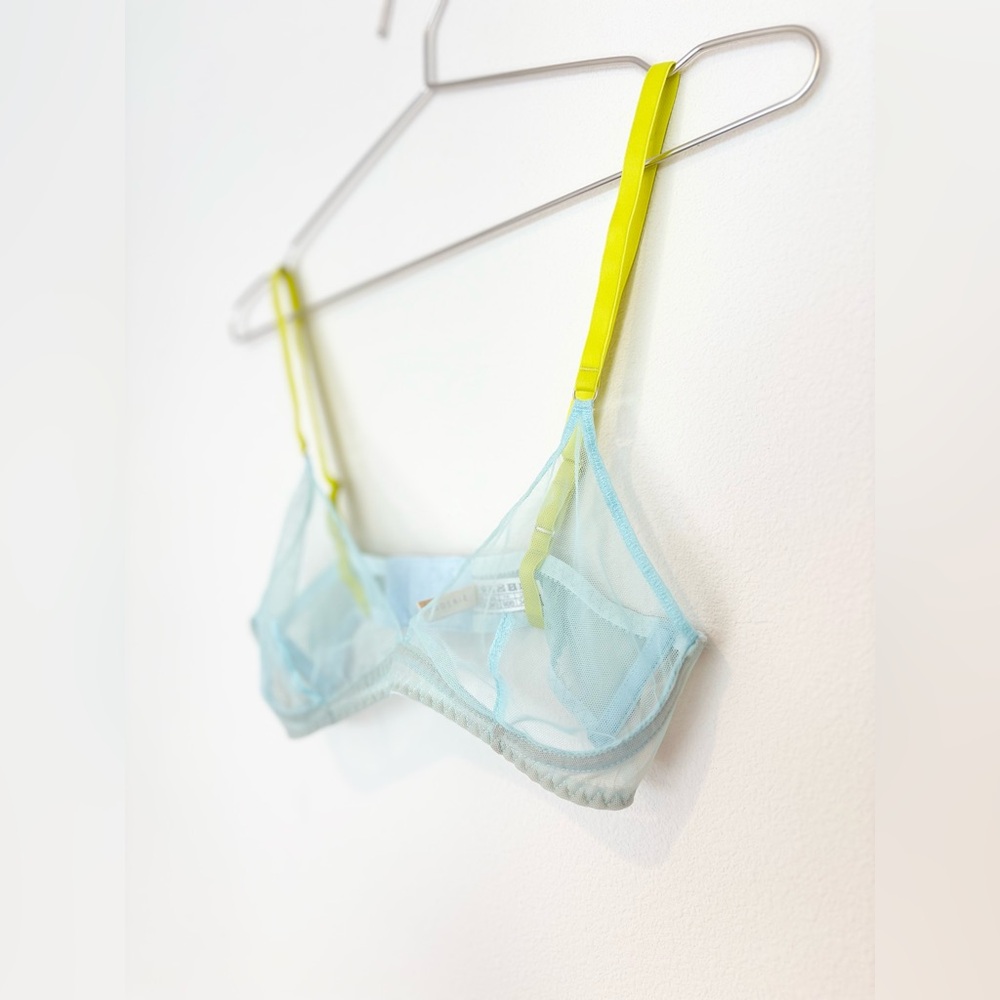zhilyova mesh bra - triangle sheer with chartreuse straps - 34B - EUC - Picture 2 of 8